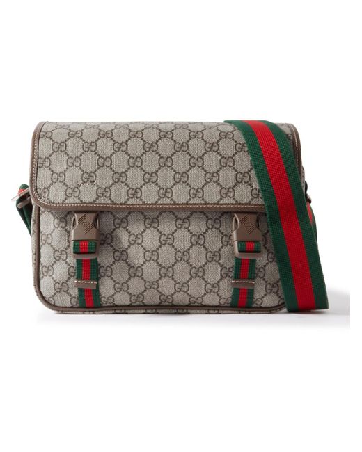 GUCCI Ophidia Mini Leather-Trimmed Monogrammed Coated-Canvas Messenger Bag  for Men