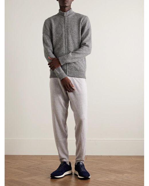 Eleventy Gray Wool-Blend Zip-Up Cardigan for men