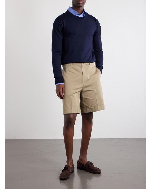 Valentino Garavani Natural Straight-Leg Cotton-Gabardine Shorts for men