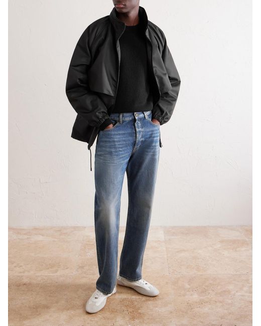 Saint Laurent Black Leather-trimmed Shell Jacket for men