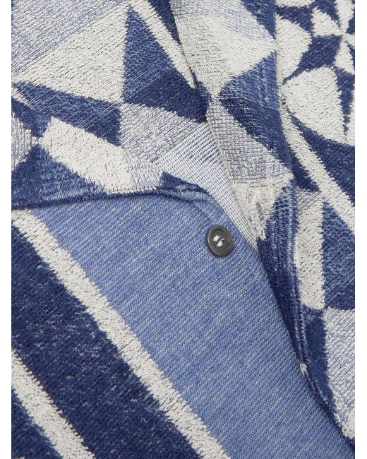Loewe Blue Paula's Ibiza Camp-collar Jacquard-knit Cotton-blend Terry Shirt for men