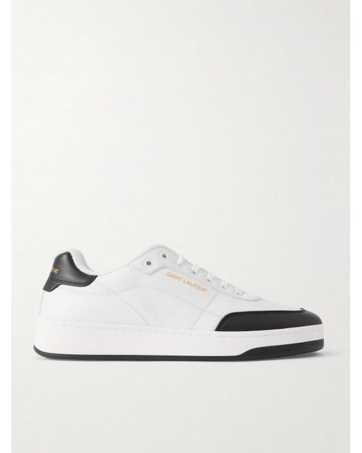 Saint Laurent White Sl/61 Two-Tone Leather Sneakers for men