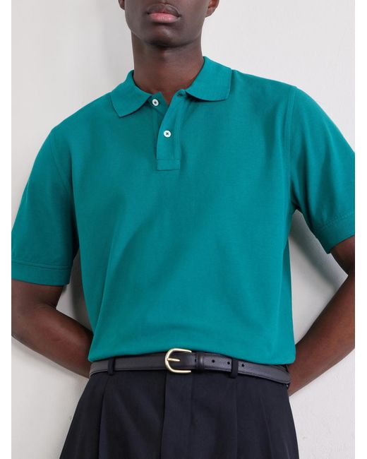 Drake's Blue Garment-dyed Cotton-piqué Polo Shirt for men