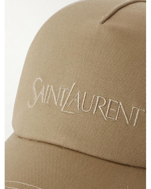 Saint Laurent Natural Logo-Embroidered Cotton And Linen-Blend Gabardine Baseball Cap for men