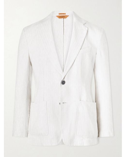 Barena White Herringbone Suit Jacket for men