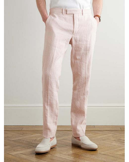 Mr P. Pink Phillip Slim-Fit Linen Suit Trousers for men
