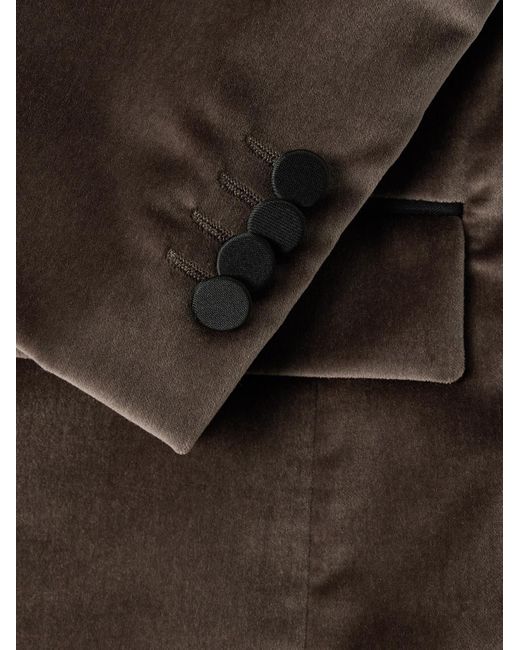 Paul Smith Brown Slim-fit Satin-trimmed Cotton-velvet Tuxedo Jacket for men