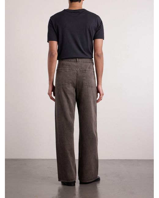 Amomento Brown Garment Dyed Wide-Leg Jeans for men