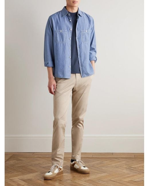 Sunspel Natural Straight-Leg Garment-Dyed Cotton-Blend Twill Chinos for men