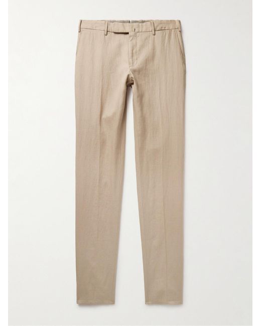 Incotex Natural Venezia 1951 Slim-fit Linen Trousers for men