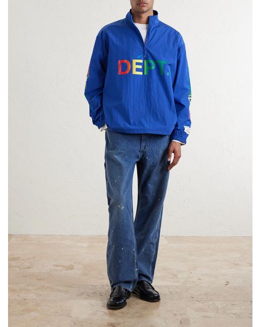 GALLERY DEPT. Blue Wave Logo-Print Shell Half-Zip Jacket for men