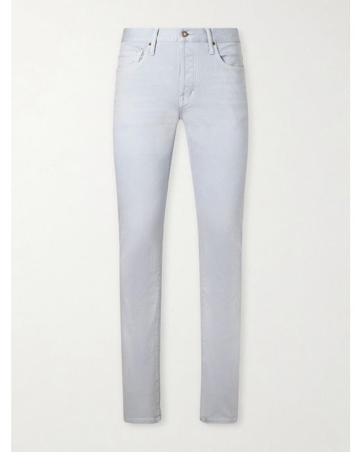 Tom Ford White Slim-Fit Straight-Leg Cotton-Blend Trousers for men