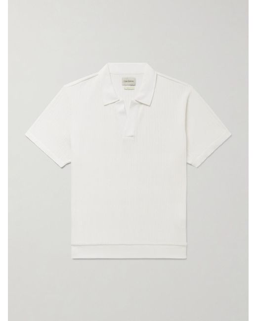 Oliver Spencer White Westcott Ribbed Organic Cotton Polo Shirt for men