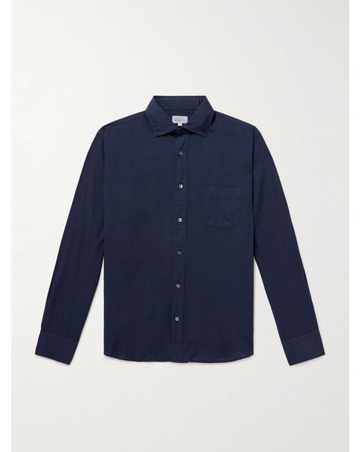 Hartford Blue Paul Pat Cotton-Poplin Shirt for men