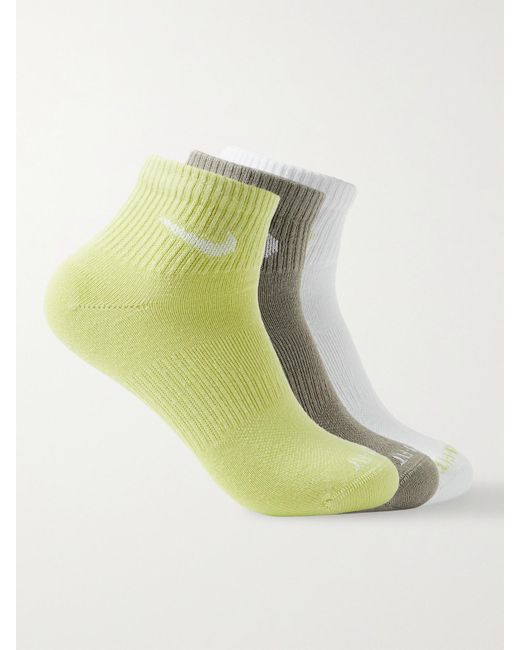 Nike Three Pack Everyday Plus Cushioned Dri Fit Cotton Blend Socks In Green For Men Lyst