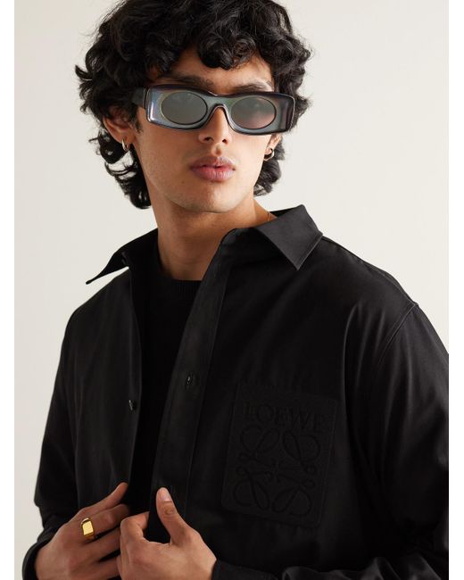 Loewe Gray Paula's Ibiza Rectangular-frame Glittered Acetate Sunglasses for men