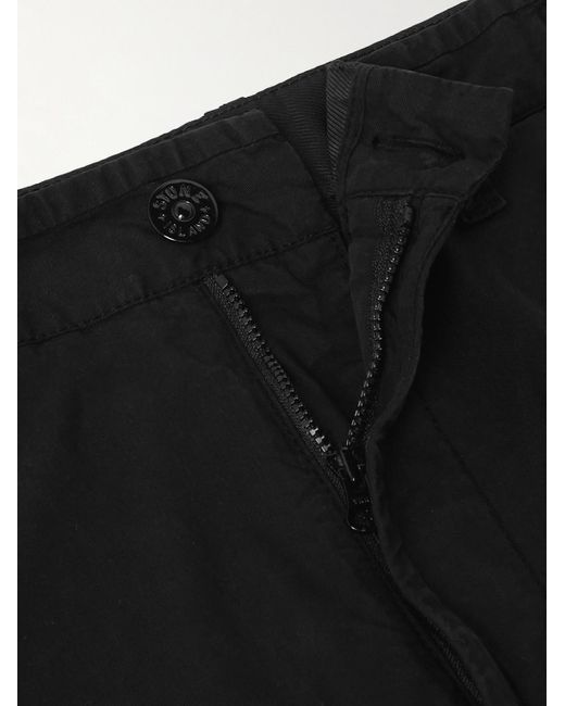 Stone Island Black Straight-Leg Logo-Appliquéd Supima Cotton-Blend Twill Cargo Trousers for men