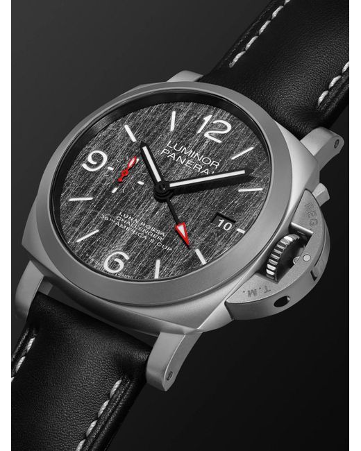 Panerai Black Luminor Luna Rossa Gmt Automatic 44Mm Titanium And Leather Watch, Ref. No. Pam01036 for men