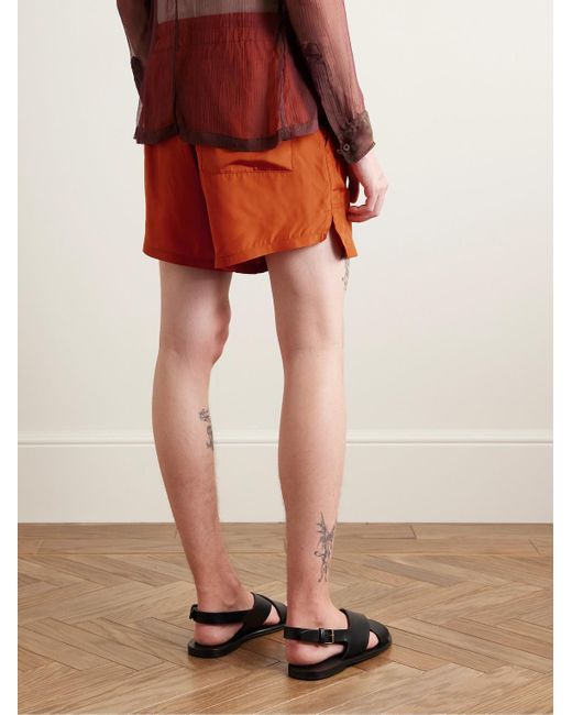 Dries Van Noten Orange Straight-leg Satin Shorts for men