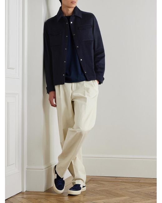 Herno Blue Wool And Cashmere-Blend Shirt Jacket for men