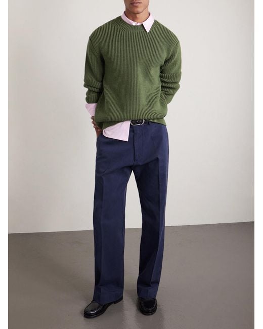 Tom Ford Green Ribbed Wool Sweater for men