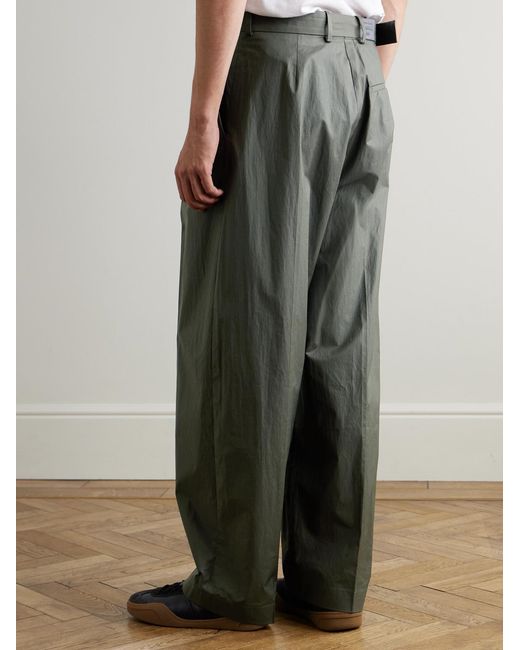 Acne Green Pasoro Belted Straight-leg Cotton-poplin Trousers for men