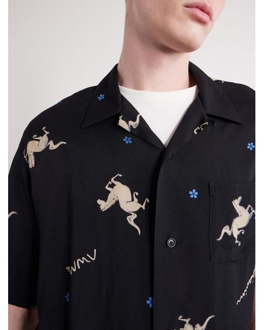 Visvim Blue Crosby Camp-Collar Printed Woven Shirt for men