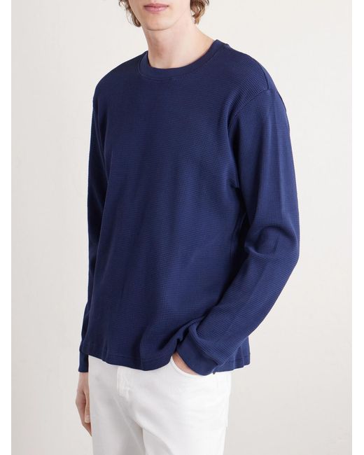 NN07 Blue Jett 30035 Waffle-Knit Organic Cotton Sweater for men