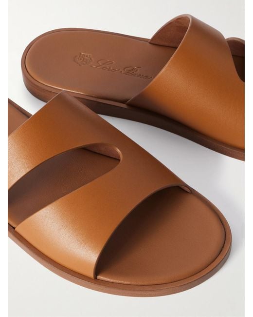Loro Piana Brown Pilat Plain Walk Cutout Leather Sandals for men