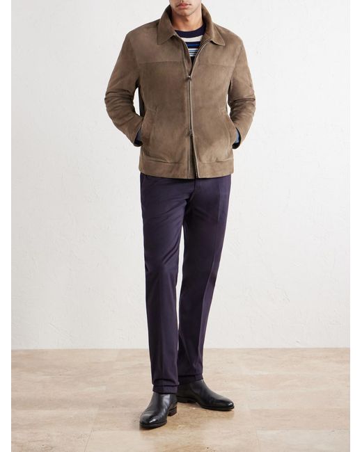 Brioni Brown Suede Blouson Jacket for men