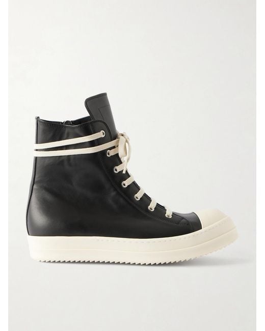 Rick Owens Black Ramones Full-grain Leather And Rubber Sneakers for men