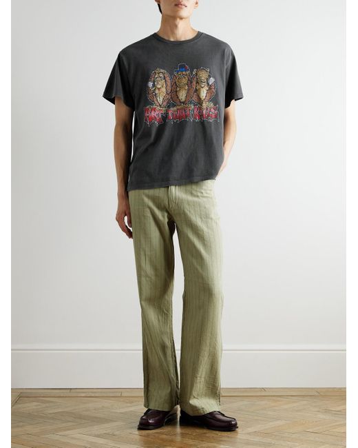 GALLERY DEPT. Blue See No Evil Glittered Printed Cotton-jersey T-shirt for men