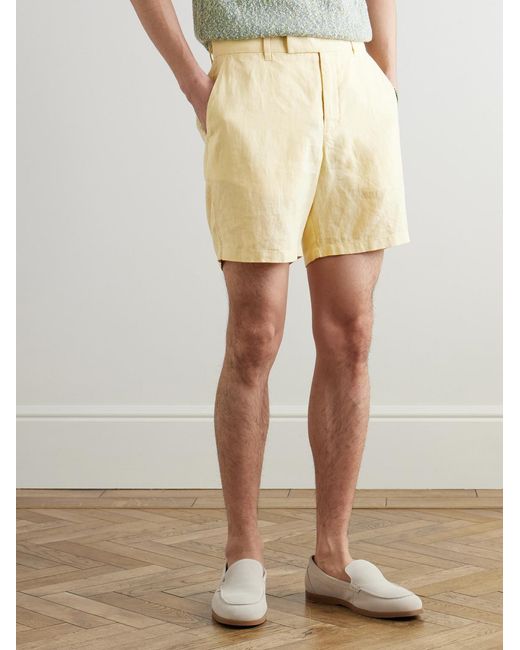 Mr P. Natural Straight-Leg Linen Shorts for men