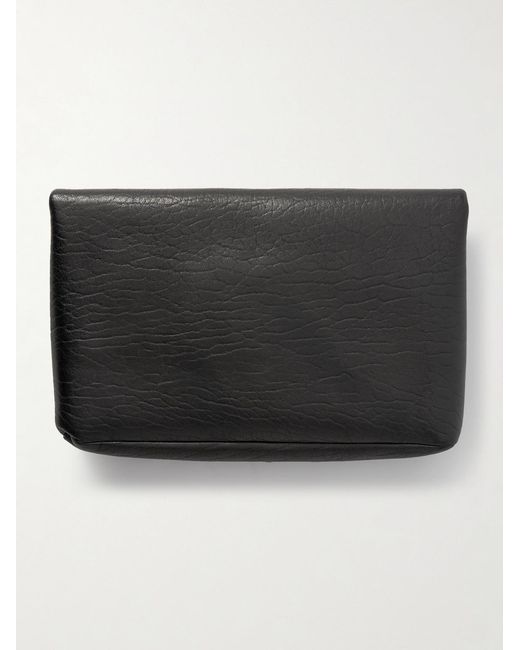 Logo-Embellished Full-Grain Leather Pouch di Saint Laurent in Black da Uomo