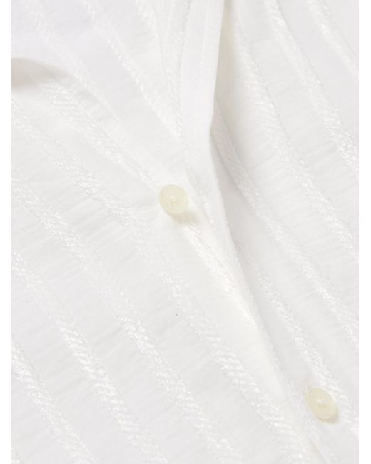 Orlebar Brown White Maitan Camp-Collar Chenille-Jacquard Shirt for men