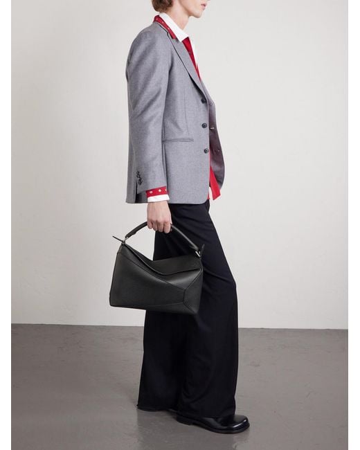 Loewe Black Puzzle Edge Large Logo-Debossed Full-Grain Leather Messenger Bag for men