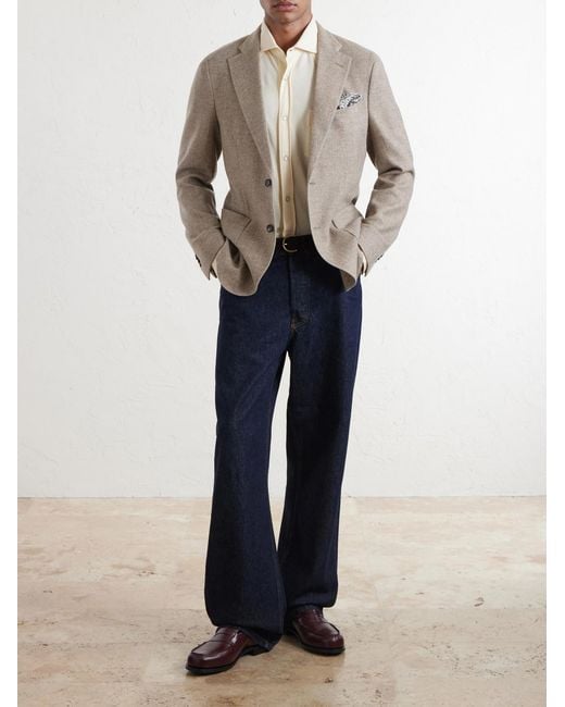 Slowear Natural Cotton, Wool And Cashmere- Blend Jacquard Blazer for men