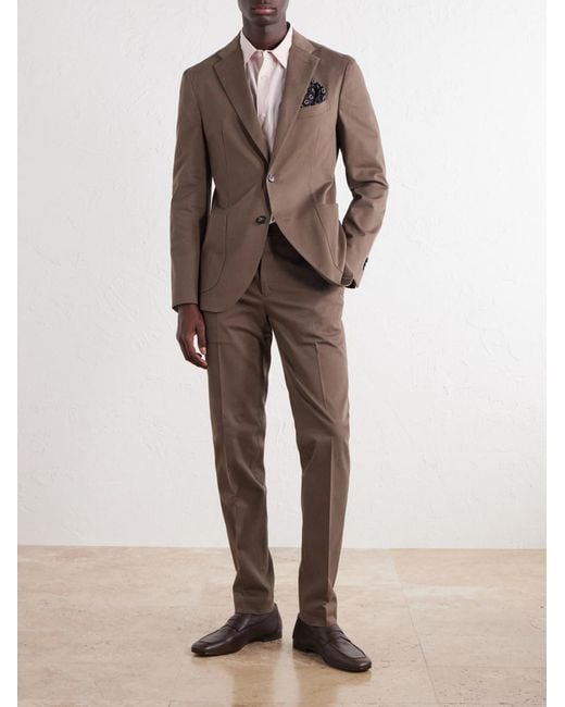 Slowear Brown Stretch-Cotton Gabardine Suit Jacket for men