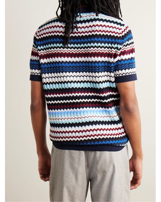 Missoni Blue Striped Cotton T-shirt for men