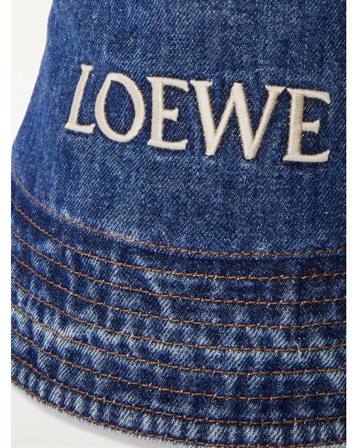 Loewe Blue Paula's Ibiza Logo-Embroidered Denim Bucket Hat for men