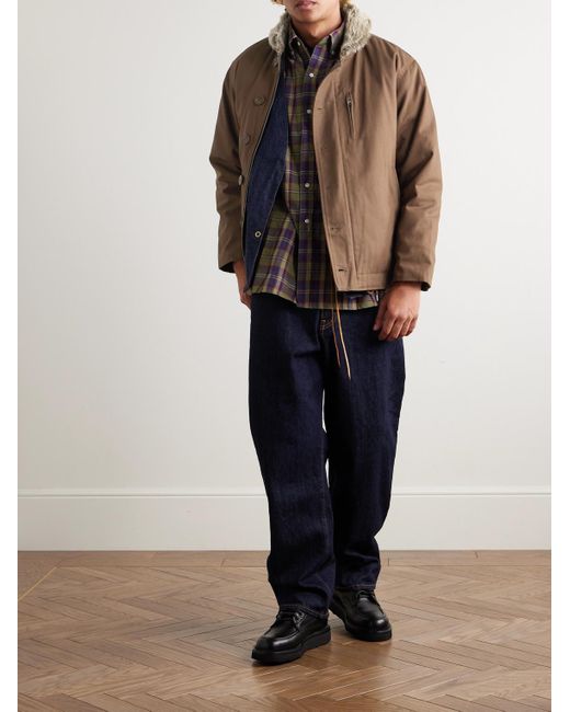 FRIZMWORKS Edgar Jacke aus Baumwoll-Canvas mit Besatz aus Faux Fur in Brown für Herren