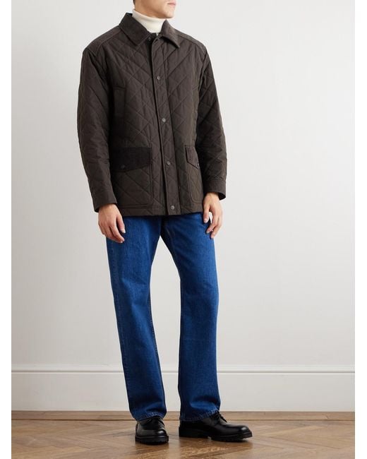 James Purdey & Sons Gray Winchester Corduroy And Knit-Trimmed Quilted Padded Shell Jacket for men