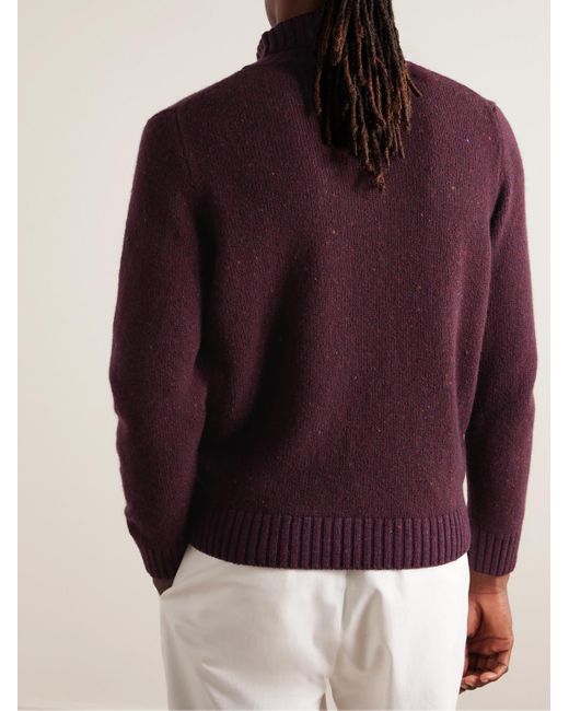 Pullover a collo alto in misto cashmere e lana merino Donegal di Inis Meáin in Purple da Uomo