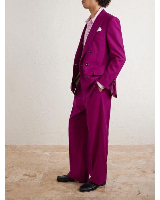 Tom Ford Pink Wide-leg Wool-twill Pleated Suit Trousers for men