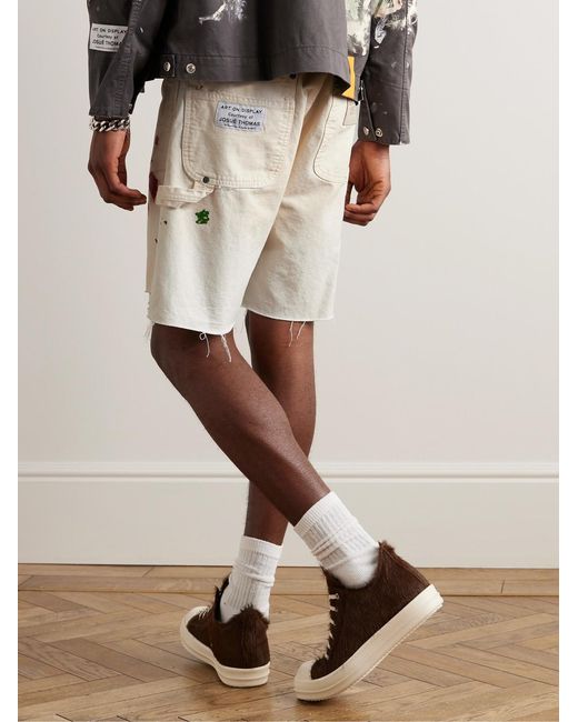 GALLERY DEPT. Natural Flea Carpenter Straight-Leg Distressed Paint-Splattered Denim Shorts for men