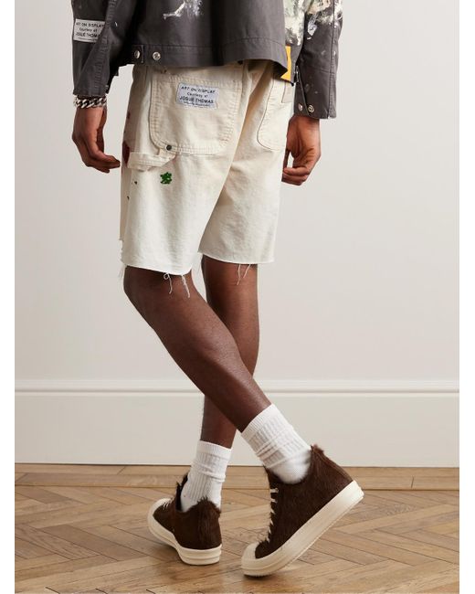 GALLERY DEPT. Natural Flea Carpenter Straight-leg Distressed Paint-splattered Denim Shorts for men