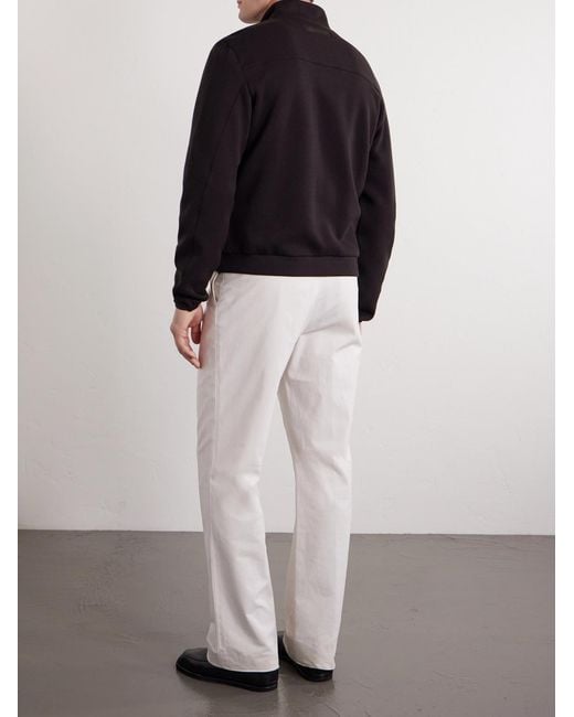 Zegna Blue Honeycomb-Knit Cotton, Wool And Silk-Blend Zip-Up Sweater for men