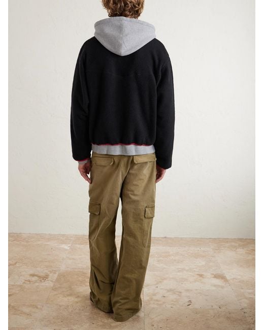 CHERRY LA Black Logo-appliquéd Fleece Half-zip Sweater for men