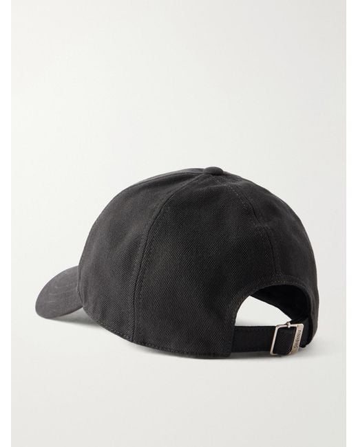 Saint Laurent Black Logo-debossed Cotton-twill Baseball Cap for men