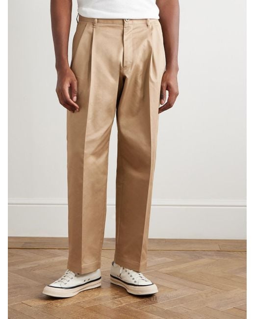 Neighborhood Natural Two Tuck Straight-leg Cotton-blend Trousers for men